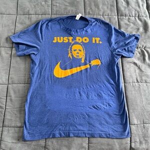 Nike “Just Do It” Horror Spoof Michael Myers Blue T-Shit